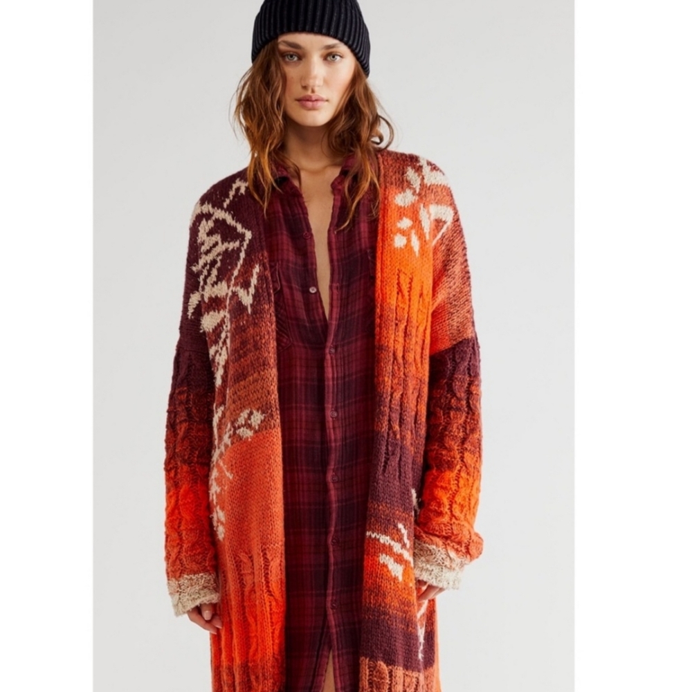 Free People Flurry Longline Duster Cardigan Sweater XS/S - Picture 3 of 5